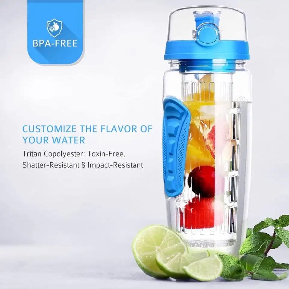 Aqua Time Infuser Water Bottle, 1L Time Tracker Bottle With Cleaning Brush, Acrylic Detox Sports Water Bottle, Triton Sports Bottle with Flip Top Lid, Fruity infusing Water Bottles for Women & Men - Aqua Time Infuser Water Bottle, 1L Time Tracker Bottle With Cleaning Brush, Acrylic Detox Sports Water Bottle, Triton Sports Bottle with Flip Top Lid, Fruity infusing Water Bottles for Women & Men -